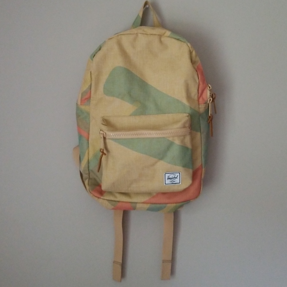 herschel backpack, beige & pastel pattern